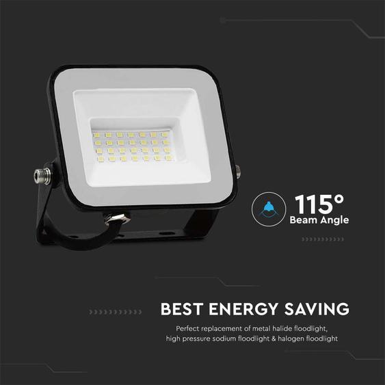 V-TAC SP-széria LED reflektor 20W meleg fehér, fekete ház - SKU 10014