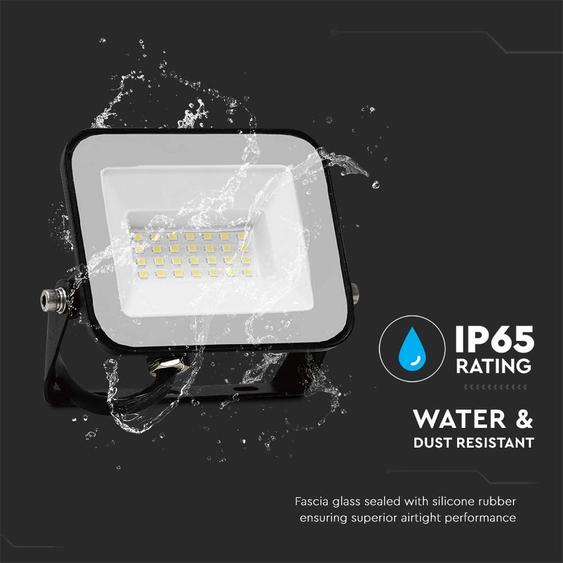 V-TAC SP-széria LED reflektor 20W meleg fehér, fekete ház - SKU 10014