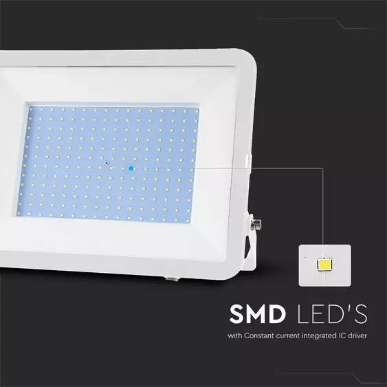 V-TAC SP-széria LED reflektor 300W természetes fehér, fehér ház, 1 méter kábellel - SKU 10033