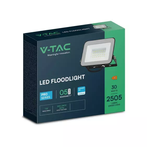 V-TAC SP-széria LED reflektor 30W hideg fehér, fekete ház - SKU 10022