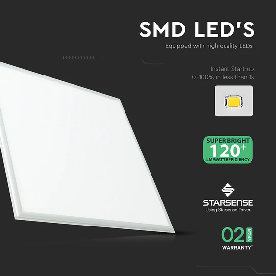 V-TAC Starsense tápegységes süllyeszthető 40W LED panel, 60x60cm, természetes fehér - SKU 24080