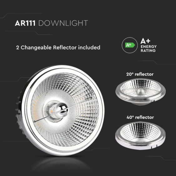 V-TAC süllyeszthető AR111 LED mélysugárzó lámpa 20W hideg  fehér 40°/20° - SKU 212794