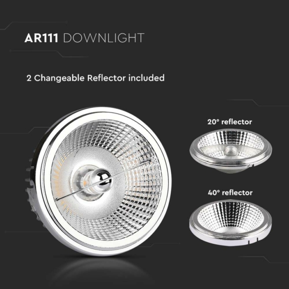 V-TAC süllyeszthető AR111 LED mélysugárzó lámpa 20W természetes fehér 40°/20° - SKU 212793