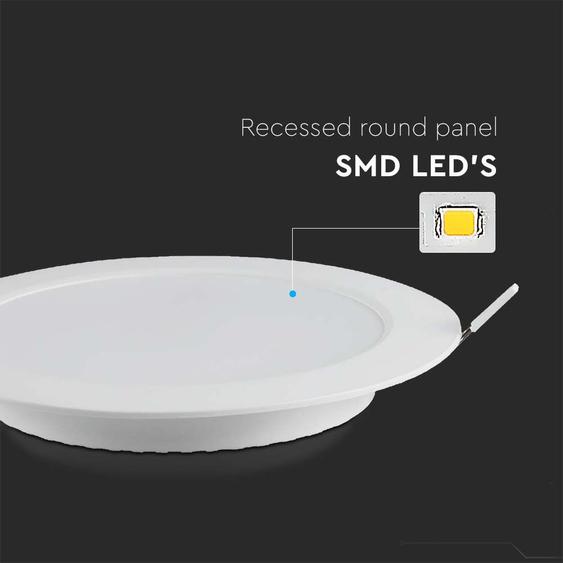 V-TAC süllyeszthető kerek Back-Lit LED panel 18W, természetes fehér, 110 Lm/W - SKU 7865