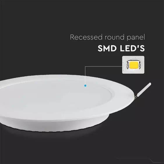 V-TAC süllyeszthető kerek Back-Lit LED panel 3W, meleg fehér, 110 Lm/W - SKU 7855