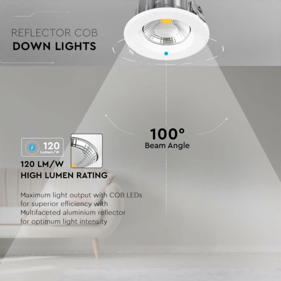 V-TAC süllyeszthető LED COB mélysugárzó lámpa 30W természetes fehér - SKU 211277