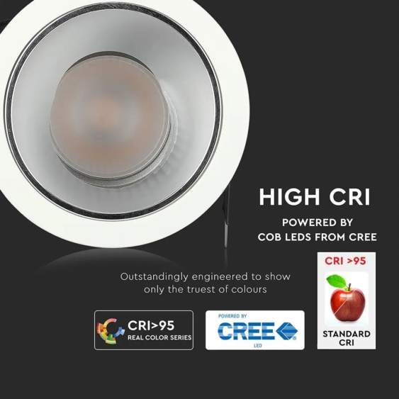 V-TAC süllyeszthető LED COB mélysugárzó lámpa UGR&lt;19 CRI&gt;95 15W meleg fehér - SKU 1483