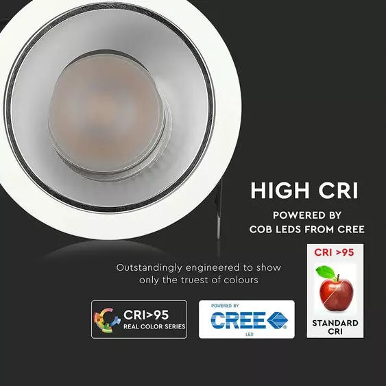 V-TAC süllyeszthető LED COB mélysugárzó lámpa UGR&lt;19 CRI&gt;95 35W természetes fehér - SKU 1478