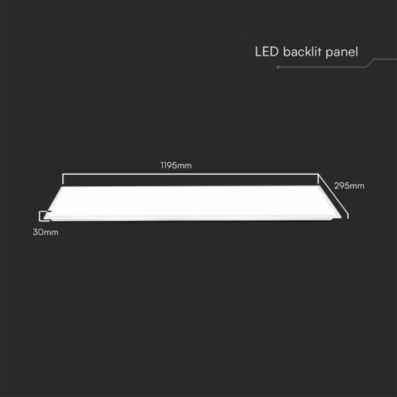 V-TAC süllyeszthető LED panel hideg fehér 40W 120 x 30cm, 120 Lm/W, Back-Lit - SKU 23148