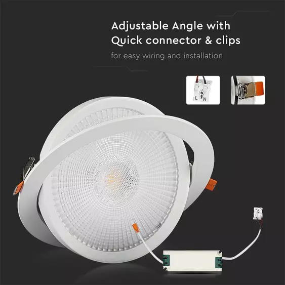 V-TAC süllyeszthető LED SMD mélysugárzó lámpa 10W meleg fehér, 100 Lm/W - SKU 21839