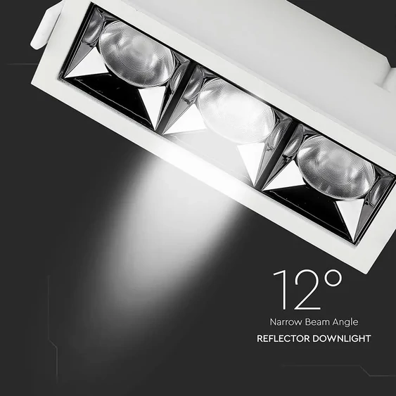 V-TAC süllyeszthető LED SMD mélysugárzó lámpa UGR<19 CRI>90 12W 12° meleg fehér - SKU 975