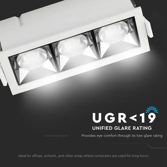 V-TAC süllyeszthető LED SMD mélysugárzó lámpa UGR<19 CRI>90 12W 12° meleg fehér - SKU 975