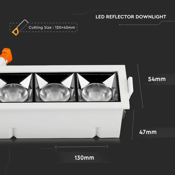 V-TAC süllyeszthető LED SMD mélysugárzó lámpa UGR&lt;19 CRI&gt;90 12W 38° hideg fehér - SKU 988
