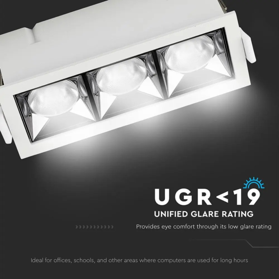V-TAC süllyeszthető LED SMD mélysugárzó lámpa UGR&lt;19 CRI&gt;90 12W 38° hideg fehér - SKU 988