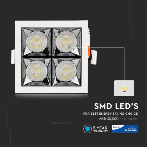 V-TAC süllyeszthető LED SMD mélysugárzó lámpa UGR&lt;19 CRI&gt;90 16W 12° hideg fehér - SKU 976
