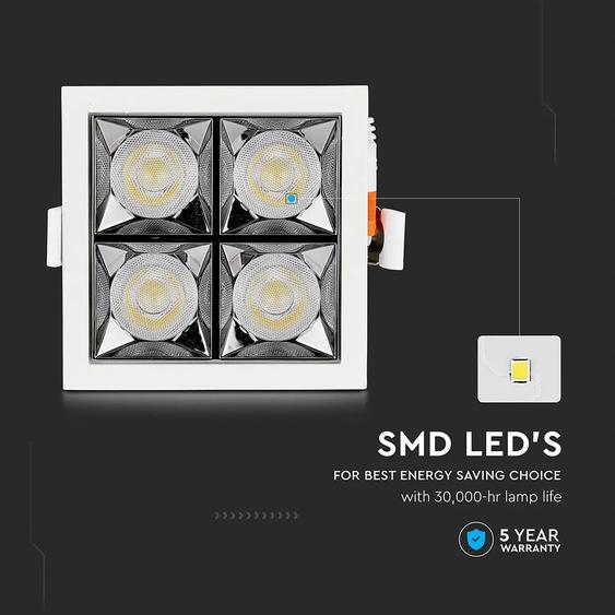 V-TAC süllyeszthető LED SMD mélysugárzó lámpa UGR&lt;19 CRI&gt;90 16W 38° hideg fehér - SKU 991