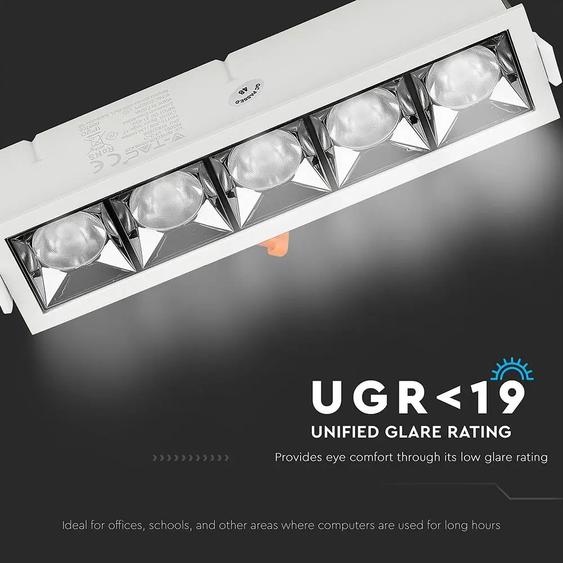 V-TAC süllyeszthető LED SMD mélysugárzó lámpa UGR&lt;19 CRI&gt;90 20W 12° meleg fehér - SKU 981
