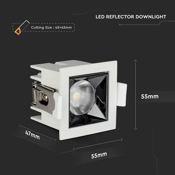 V-TAC süllyeszthető LED SMD mélysugárzó lámpa UGR<19 CRI>90 4W 38° meleg fehér - SKU 987