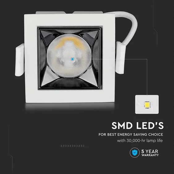 V-TAC süllyeszthető LED SMD mélysugárzó lámpa UGR<19 CRI>90 4W 38° meleg fehér - SKU 987