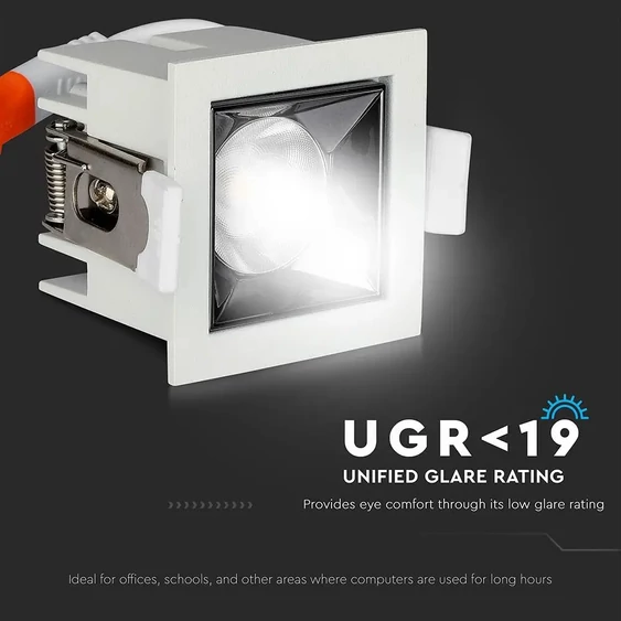 V-TAC süllyeszthető LED SMD mélysugárzó lámpa UGR<19 CRI>90 4W 38° meleg fehér - SKU 987