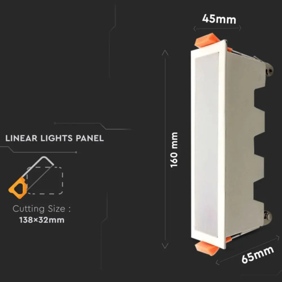 V-TAC süllyeszthető mennyezeti hosszúkás LED panel 10W hideg fehér - SKU 6403