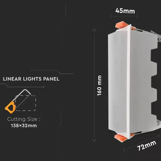 V-TAC süllyeszthető mennyezeti hosszúkás LED panel 10W hideg fehér - SKU 6412