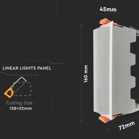 V-TAC süllyeszthető mennyezeti hosszúkás LED panel 10W hideg fehér - SKU 6412