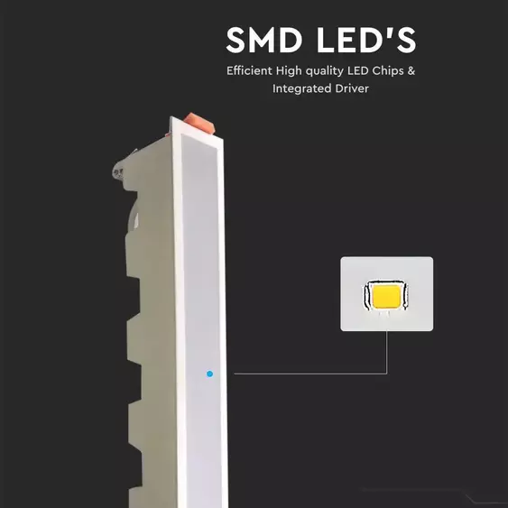 V-TAC süllyeszthető mennyezeti hosszúkás LED panel 30W meleg fehér - SKU 6407