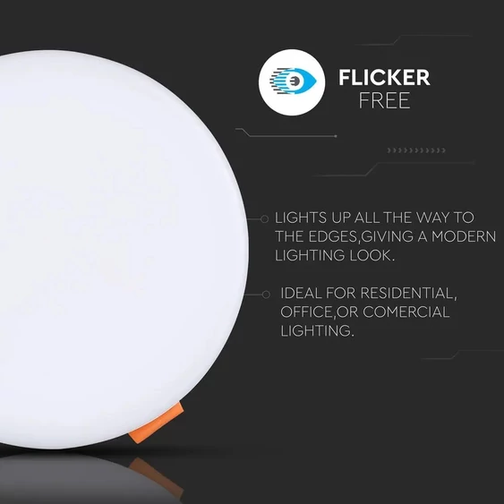 V-TAC süllyeszthető mennyezeti kerek LED panel 18W meleg fehér - SKU 733