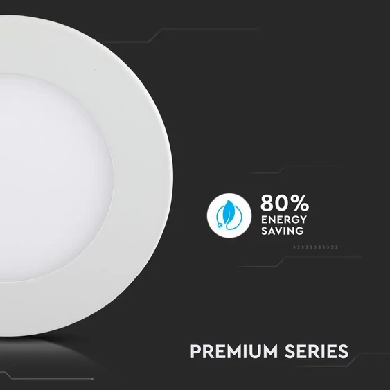 V-TAC süllyeszthető mennyezeti kerek LED panel 6W meleg fehér - SKU 4854