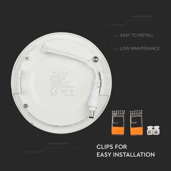 V-TAC süllyeszthető mennyezeti kerek LED panel 6W meleg fehér - SKU 4854
