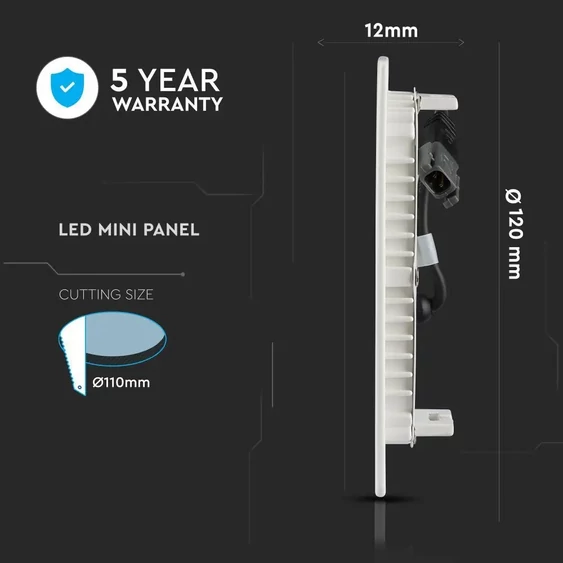 V-TAC süllyeszthető mennyezeti kerek LED panel 6W természetes fehér - SKU 707