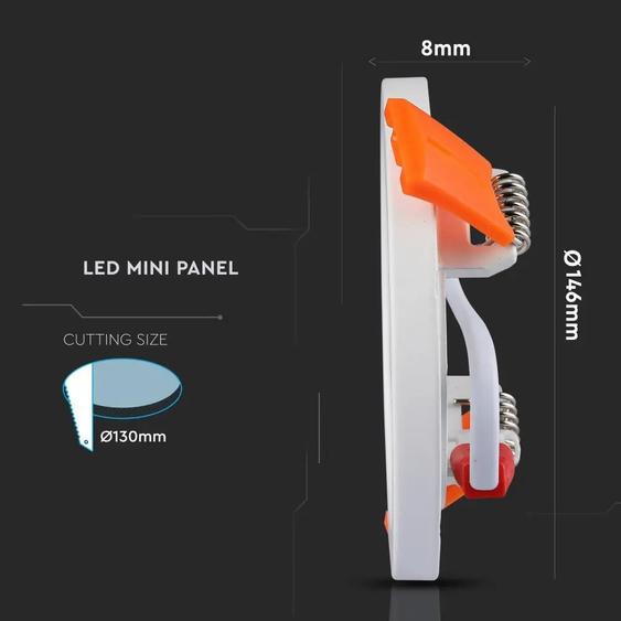 V-TAC süllyeszthető mennyezeti kerek LED panel vékony kerettel 15W hideg fehér - SKU 4936