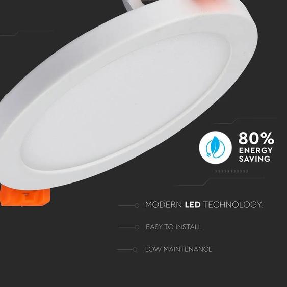 V-TAC süllyeszthető mennyezeti kerek LED panel vékony kerettel 15W hideg fehér - SKU 4936