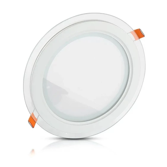 V-TAC süllyeszthető mennyezeti kerek üveg LED panel 12W természetes fehér - SKU 6279