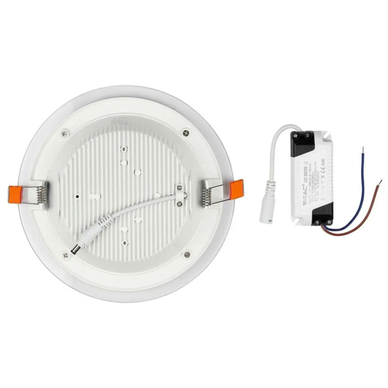 V-TAC süllyeszthető mennyezeti kerek üveg LED panel 18W természetes fehér - SKU 6281