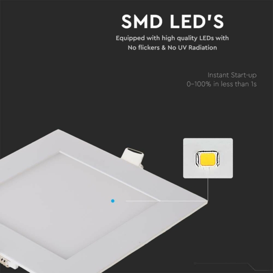 V-TAC süllyeszthető mennyezeti szögletes LED panel 12W hideg fehér - SKU 214868