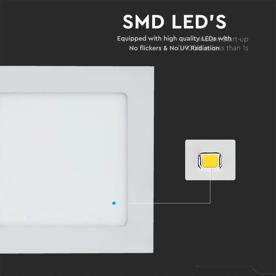 V-TAC süllyeszthető mennyezeti szögletes LED panel 12W természetes fehér - SKU 4867