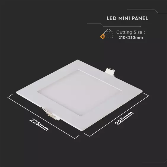 V-TAC süllyeszthető mennyezeti szögletes LED panel 18W meleg fehér - SKU 214869