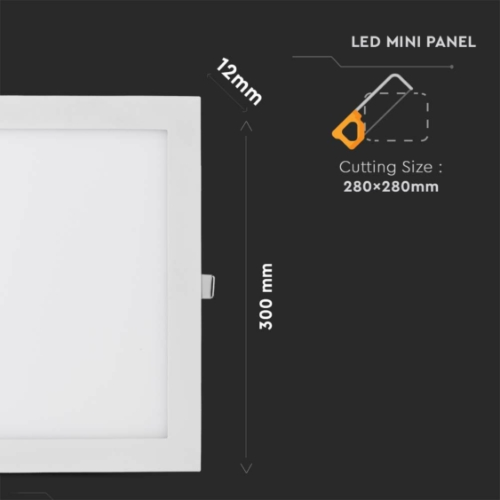 V-TAC süllyeszthető mennyezeti szögletes LED panel 24W hideg fehér - SKU 214889