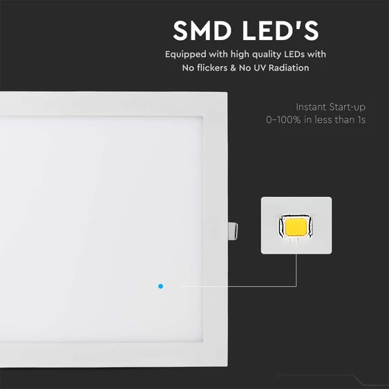 V-TAC süllyeszthető mennyezeti szögletes LED panel 24W hideg fehér - SKU 214889