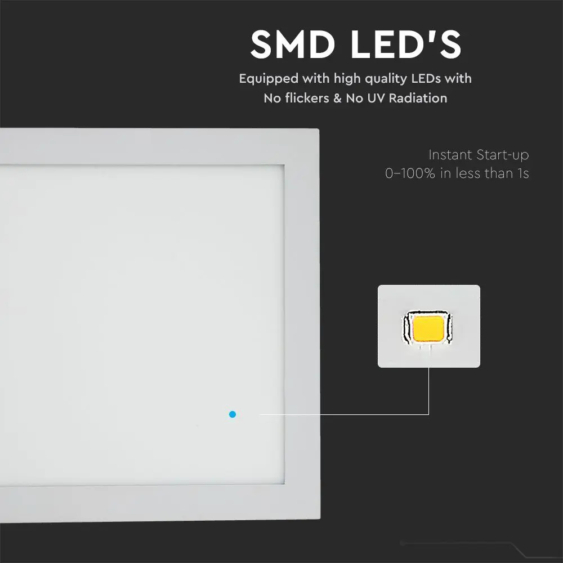 V-TAC süllyeszthető mennyezeti szögletes LED panel 24W természetes fehér - SKU 4888