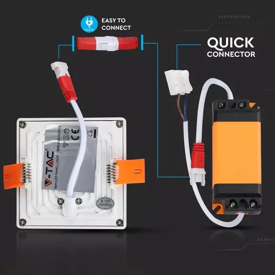 V-TAC süllyeszthető mennyezeti szögletes LED panel vékony kerettel 22W hideg fehér - SKU 4798