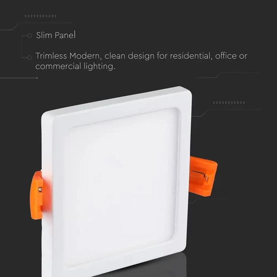 V-TAC süllyeszthető mennyezeti szögletes LED panel vékony kerettel 8W hideg fehér - SKU 4945