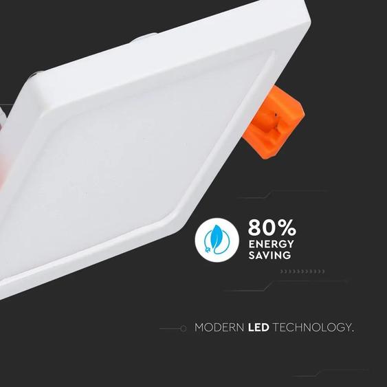 V-TAC süllyeszthető mennyezeti szögletes LED panel vékony kerettel 8W hideg fehér - SKU 4945