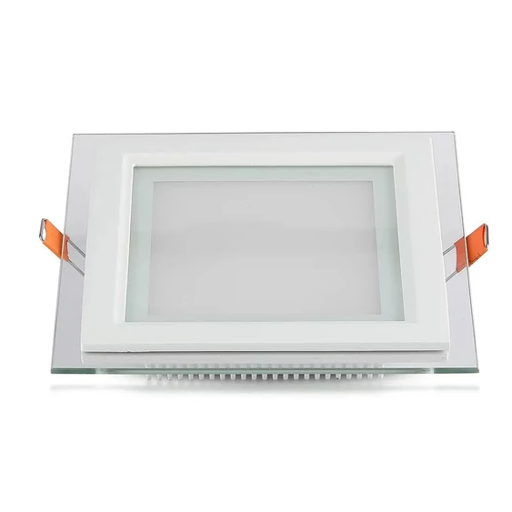 V-TAC süllyeszthető mennyezeti szögletes üveg LED panel 12W hideg fehér - SKU 4741