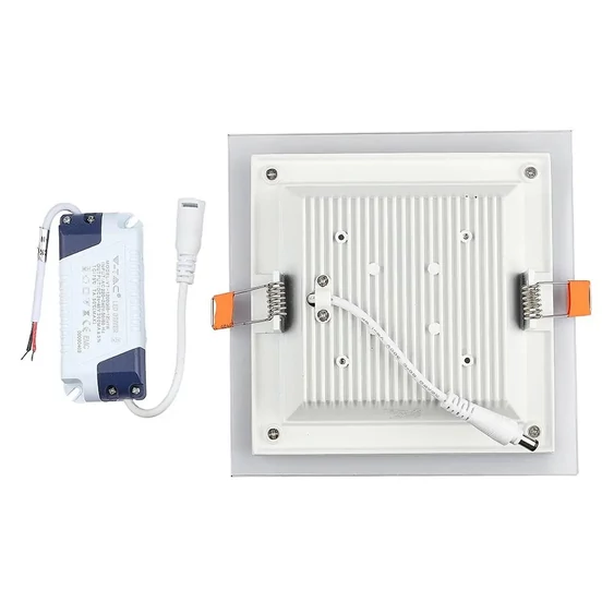 V-TAC süllyeszthető mennyezeti szögletes üveg LED panel 12W hideg fehér - SKU 4741