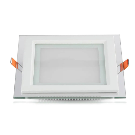 V-TAC süllyeszthető mennyezeti szögletes üveg LED panel 12W természetes fehér - SKU 6278