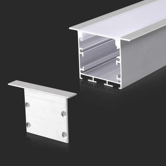 V-TAC süllyeszthető széles alumínium LED szalag profil fehér fedlappal 2m, rugós füllel - SKU 2871