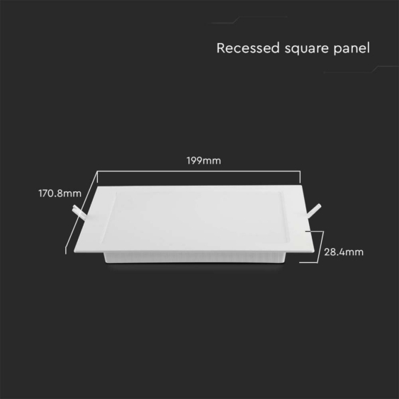 V-TAC süllyeszthető szögletes Back-Lit LED panel 12W, hideg fehér, 100 Lm/W - SKU 10485